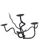 Twisted Vein and Leaf 3 Legged Wrought Iron Double Candle Holders